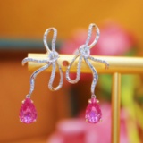 14k Gold 2.53 Ctw Natural Padparadscha Sapphire & Diamond Earrings