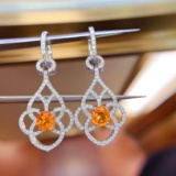 14k Gold 3.78 Ctw Natural Spessartine & Diamond Earrings/pendant