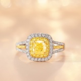 14k Gold 1.44 Ctw Natural Yellow Diamond & Diamond Ring