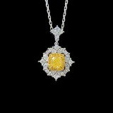 14k Gold 1.25 Ctw Natural Yellow Diamond & Diamond Pendant