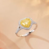 14k Gold 1.46 Ctw Natural Yellow Diamond & Diamond Ring