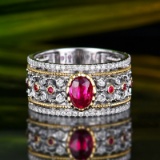 14k Gold 1.45 Ctw Natural Ruby & Diamond Ring