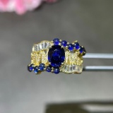 14k Gold 2.51 Ctw Natural Sapphire & Diamond Ring