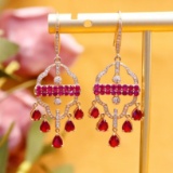 14k Gold 3.59 Ctw Natural Ruby & Diamond Earrings