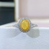 14k Gold 0.84 Ctw Natural Yellow Diamond & Diamond Ring