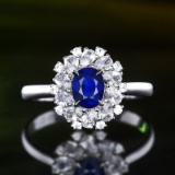 14k Gold 0.84 Ct Natural Sapphire & Sapphire Ring