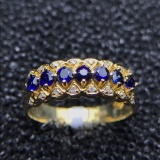 14k Gold 0.55 Ct Vivid Blue Natural Sapphire & Diamond Ring