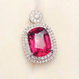 14k Gold 5.02 Ct Natural Tourmaline & Diamond Pendant