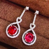 14k Gold 2.42 Ct Natural Ruby & Diamond Earrings