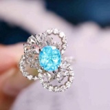 14k Gold 1.99 Ctw Natural Paraiba Tourmaline & Diamond Ring