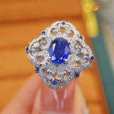 14k Gold 1.40 Ctw Natural Sapphire & Diamond Ring