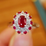 14k Gold 1.06 Ctw Natural Ruby & Diamond Ring