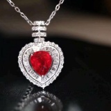 14k Gold 1.61 Ctw Natural Ruby & Diamond Necklace