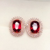 14k Gold 4.5 Ct Natural Tourmaline & Diamond Earrings