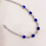 14k Gold 6.86 Ct Natural Sapphire & Diamond Bracelet