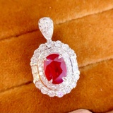 14k Gold 1.4 Ct Vivid Red Natural Ruby & Diamond Pendant