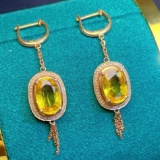 14k Gold 6.15 Ct Natural Sapphire & Diamond Earrings