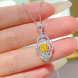 14k Gold 0.65 Ctw Natural Yellow Diamond & Diamond Necklace