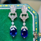 14k Gold 2.65 Ctw Natural Sapphire & Diamond Earrings