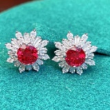 14k Gold 1.2 Ct Natural Spinel & Diamond Earrings