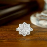 14k Gold 0.65 Ct Natural H Diamond & Flowers Ring