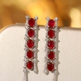 14k Gold 2.9 Ctw Vivid Red Natural Ruby & Diamond Earrings