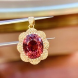 14k Gold 12.5 Ct Natural Tourmaline & Diamond Pendant