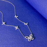 14k Gold 0.78 Ct Natural H Diamond & Butterfly Necklace