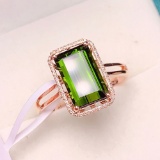 14k Gold 4.38 Ct Natural Tourmaline & Diamond Ring