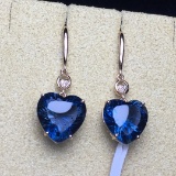 14k Gold 13.5 Ct Natural Topaz & Diamond Earrings