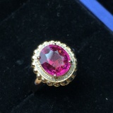 14k Gold 2 Ct Natural Tourmaline & Diamond Ring/pendant