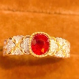 14k Gold 0.85 Ct Vivid Red Natural Ruby & Diamond Ring