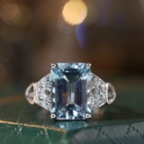 14k Gold 5.00 Ctw Natural Aquamarine & Aquamarine Ring