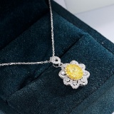 14k Gold 1.50 Ctw Natural Yellow Diamond & Diamond Pendant
