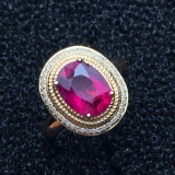14k Gold 2.65 Ct Natural Tourmaline & Diamond Ring/pendant