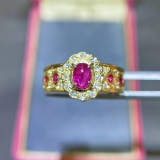14k Gold 1.01 Ctw Natural Ruby & Diamond Ring