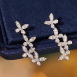 14k Gold 0.42 Ct Natural H Diamond & Butterfly Earrings