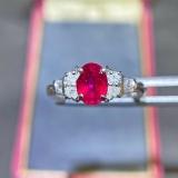 14k Gold 1.36 Ctw Vivid Red Natural Ruby & Diamond Ring