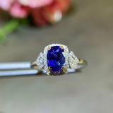 14k Gold 1.50 Ctw Natural Sapphire & Diamond Ring