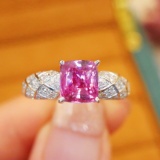 14k Gold 1.91 Ctw Natural Padparadscha Sapphire & Diamond Ring