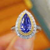 14k Gold 2.68 Ctw Natural Sapphire & Diamond Ring