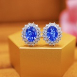 14k Gold 2.93 Ctw Natural Sapphire & Diamond Earrings