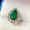 14k Gold 4.47 Ctw Vivid Green Natural Emerald & Diamond Ring/pendant