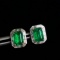 14k Gold 2.37 Ctw Natural Emerald & Diamond Earrings