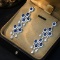 14k Gold 7.48 Ctw Natural Sapphire & Diamond Earrings