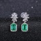 14k Gold 1.98 Ct Vivid Green Natural Emerald & Diamond Earrings
