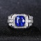 14k Gold 3.68 Ct Natural Sapphire & Diamond & Men¡¯s Ring