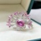 14k Gold 1.98 Ctw Natural Padparadscha Sapphire & Diamond & Art Deco Ring