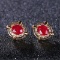 14k Gold 0.92 Ct Natural Ruby & Diamond & Diamond Earrings