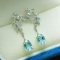 14k Gold 1.40 Ct Natural Aquamarine & Diamond Earrings